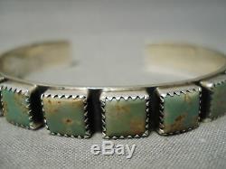 Very Rare! Vintage Navajo Squared Royston Turquoise Sterling Silver Bracelet