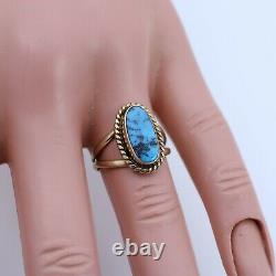 Vintage 14k Yellow Gold turquoise Ring by Edward Becenti EB size 5.5