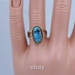 Vintage 14k Yellow Gold turquoise Ring by Edward Becenti EB size 5.5