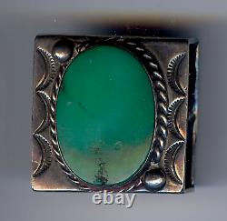 Vintage 1930s Navajo Indian Silver Turquoise Scarf Slide Or Buckle Part