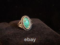 Vintage 1930s Navajo Sterling Silver Turquoise Ring Julius Gans UITA 21 Sz 4.5