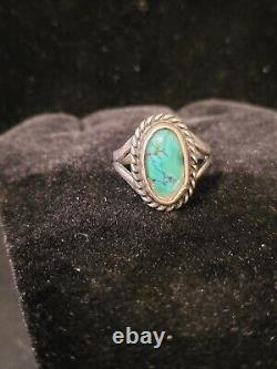 Vintage 1930s Navajo Sterling Silver Turquoise Ring Julius Gans UITA 21 Sz 4.5