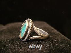 Vintage 1930s Navajo Sterling Silver Turquoise Ring Julius Gans UITA 21 Sz 4.5