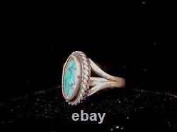 Vintage 1930s Navajo Sterling Silver Turquoise Ring Julius Gans UITA 21 Sz 4.5