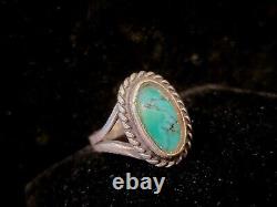 Vintage 1930s Navajo Sterling Silver Turquoise Ring Julius Gans UITA 21 Sz 4.5