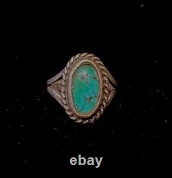 Vintage 1930s Navajo Sterling Silver Turquoise Ring Julius Gans UITA 21 Sz 4.5