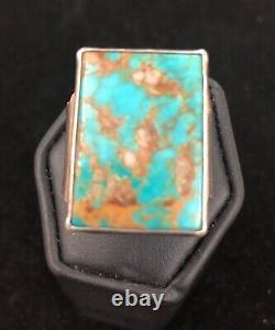 Vintage 1940's Navajo Sterling Silver And Bisbee Turquoise Ring Sz 13 1/2 / 136