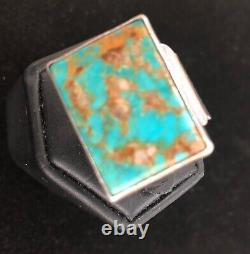 Vintage 1940's Navajo Sterling Silver And Bisbee Turquoise Ring Sz 13 1/2 / 136