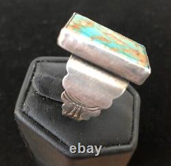 Vintage 1940's Navajo Sterling Silver And Bisbee Turquoise Ring Sz 13 1/2 / 136