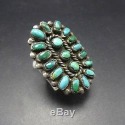 Vintage 1940s NAVAJO Sterling Silver TURQUOISE Cluster Petit Point RING size 8