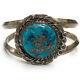 Vintage 1960's Navajo Dual Shank Sterling Silver & Turquoise Cuff Bracelet