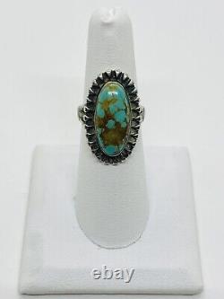 Vintage (1960's) Navajo Natural Gem Grade Number 8 Turquoise Cabochon Ring