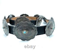 Vintage 1960's Navajo Sterling Silver & Sleeping Beauty Turquoise Concho belt