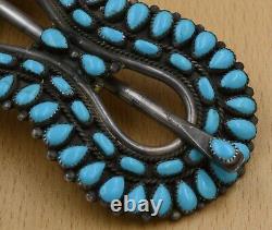 Vintage 1960's Old Navajo Pawn Sterling Silver Turquoise Cluster Hair Pin