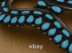 Vintage 1960's Old Navajo Pawn Sterling Silver Turquoise Cluster Hair Pin