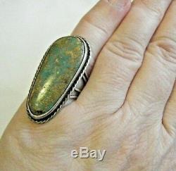 Vintage 1960s Navajo Native Artist Sterling Ring 1.5 Large Royston Turquoise