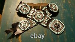 Vintage 1970's Sterling and Turquoise Cluster Concho Belt