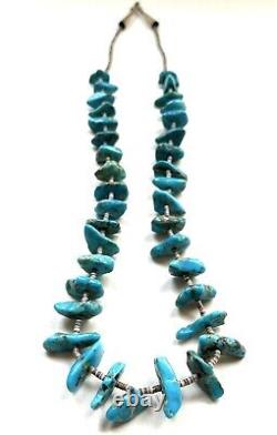 Vintage 1970s Navajo Turquoise Nugget Heishi Bead Necklace Native American