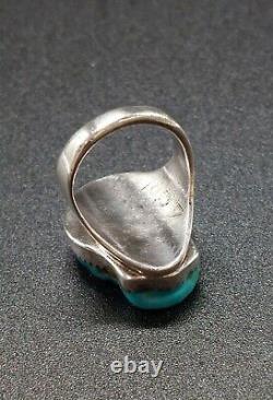 Vintage 1977 Sterling Silver Carved Turquoise Skull Ring Native Navajo Old Pawn
