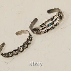 Vintage 2 Old Pawn Turquoise Sterling Silver 925 Cuff Bracelets