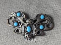 Vintage 2pc TURQUOISE belt buckle HANDCRAFTED navajo art BUTTERFLY unmarked