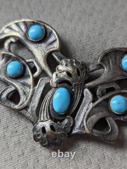 Vintage 2pc TURQUOISE belt buckle HANDCRAFTED navajo art BUTTERFLY unmarked