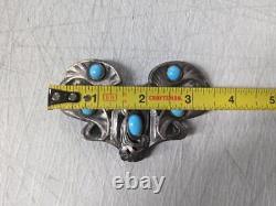 Vintage 2pc TURQUOISE belt buckle HANDCRAFTED navajo art BUTTERFLY unmarked