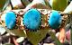 Vintage 3-STONE BLUE TURQUOISE CUFF BRACELET 1/20 12kgf Navajo Southwestern 6.5