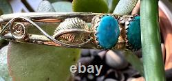 Vintage 3-STONE BLUE TURQUOISE CUFF BRACELET 1/20 12kgf Navajo Southwestern 6.5