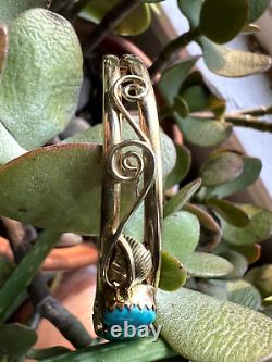 Vintage 3-STONE BLUE TURQUOISE CUFF BRACELET 1/20 12kgf Navajo Southwestern 6.5