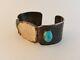 Vintage 50s 60s Navajo Old Pawn sterling turquoise cuff bracelet stamped as-is