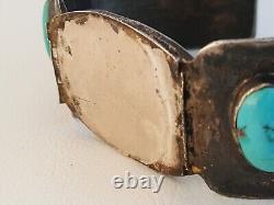 Vintage 50s 60s Navajo Old Pawn sterling turquoise cuff bracelet stamped as-is