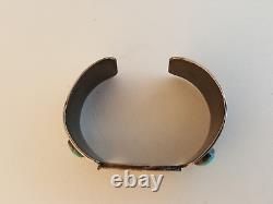 Vintage 50s 60s Navajo Old Pawn sterling turquoise cuff bracelet stamped as-is