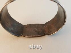 Vintage 50s 60s Navajo Old Pawn sterling turquoise cuff bracelet stamped as-is