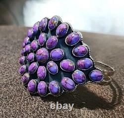 Vintage 52mm Native American Navajo Bracelet Cuff Purple Turquoise 41g (298)