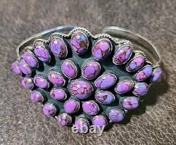 Vintage 52mm Native American Navajo Bracelet Cuff Purple Turquoise 41g (298)