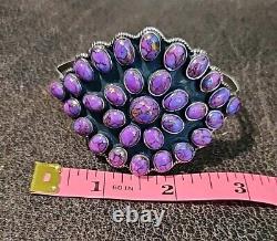 Vintage 52mm Native American Navajo Bracelet Cuff Purple Turquoise 41g (298)