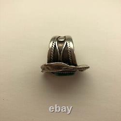 Vintage 70s Navajo Turquoise Floral Sterling Silver Ring, American Southwest