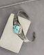 Vintage 925 Sterling Silver Navajo Turquoise Floral Cuff Bracelet