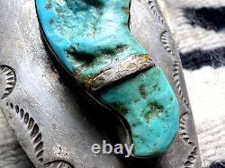 Vintage ABSTRACT TURQUOISE SOUTHWESTERN bolo sterling tribal stamping Navajo men