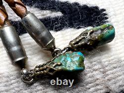 Vintage ABSTRACT TURQUOISE SOUTHWESTERN bolo sterling tribal stamping Navajo men