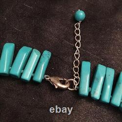 Vintage Antique 1960s Southwestern Native Navajo Turquoise Blue Necklace Chunks