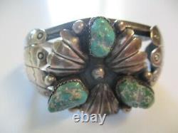 Vintage Antique Signed Chunky Turquoise Navajo Native American Cuff Bracelet