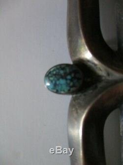 Vintage Antique Sterling Silver Navajo Belt Buckle Large 3 Inch Turquoise Pawn