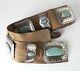 Vintage Arnold Maloney Sterling Silver Navaho Large Concho Belt with Turquoise