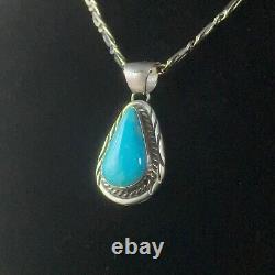 Vintage Augustine Largo Navajo Sterling Silver Kingman Turquoise Pendant Choker