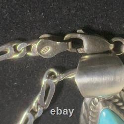 Vintage Augustine Largo Navajo Sterling Silver Kingman Turquoise Pendant Choker