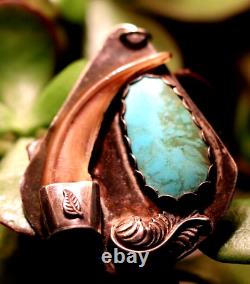 Vintage BADGER CLAW & TURQUOISE sterling silver pendant Southwest Navajo Tribal