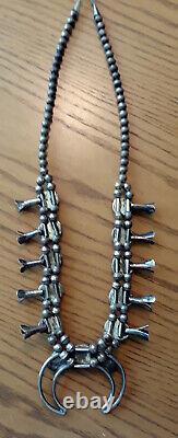Vintage Blue Turquoise Sterling Navajo Squash Blossom Necklace Otero
