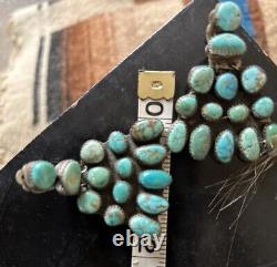 Vintage Brilliant Earrings Navajo Sterling Turquoise HUGE Signed 1940s